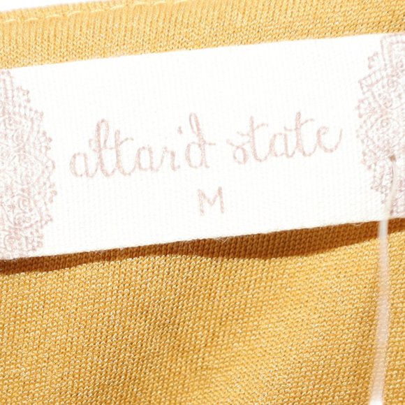 Altar'd State Mustard Yellow Suede-Like Ruffle Sleeve Blouse Women's Size M-NWT - Picture 7 of 9